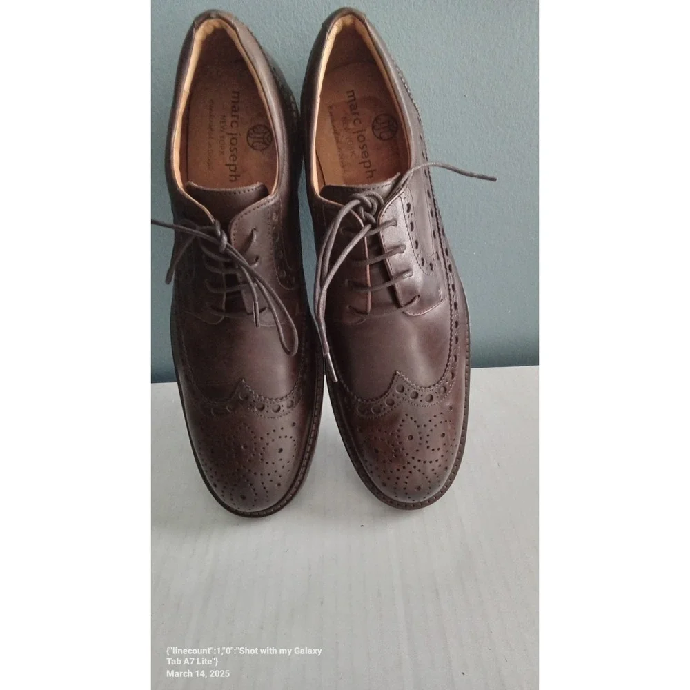 Marc‎ Joseph New York Wingtip Oxford Dress Shoes Leather Brown Brogue Size